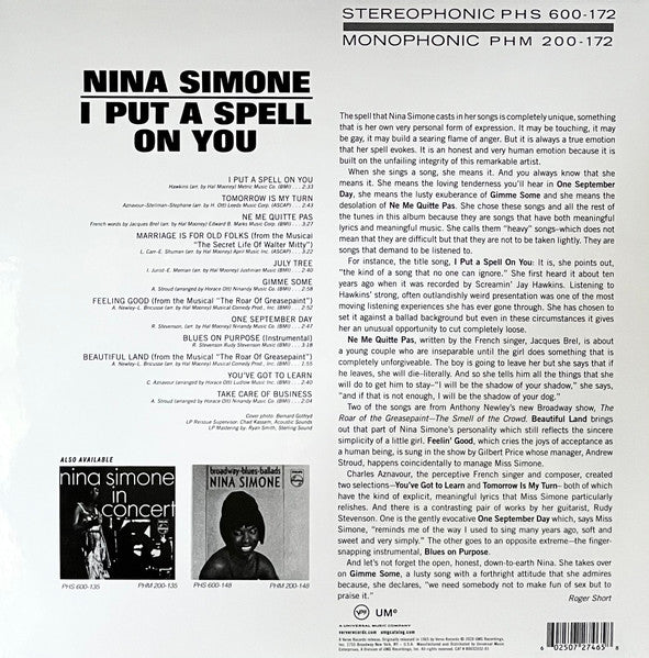 I Put A Spell On You (1965) - Mint- LP Record 2020 Philips Verve 180 gram Vinyl - Soul-Jazz / Cool Jazz - Shuga Records