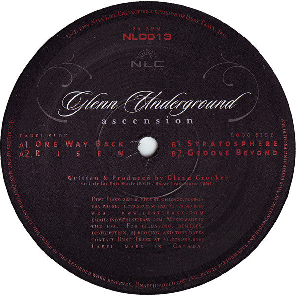 Glenn Underground ‎– Ascension - New 12" Single 1999 Nite Life Collective Vinyl - Chicago Deep House - Shuga Records