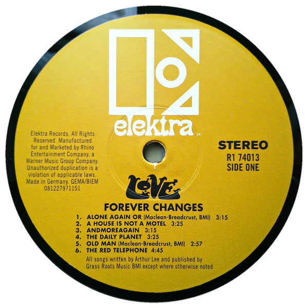 Love - Forever Changes (1967) - Mint- (VG+ cover) LP Record 2012 Elektra 180 gram Vinyl - Psychedelic Rock / Folk Rock - Shuga Records