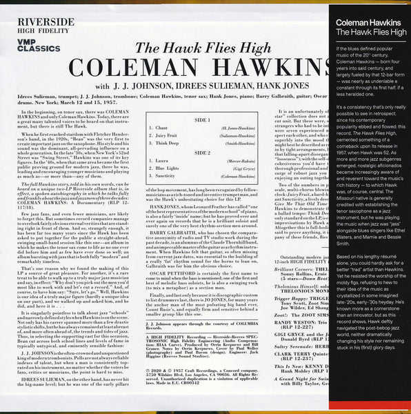 Coleman Hawkins - The Hawk Flies High (1957) - New LP Record 2020 Riverside Vinyl Me Please 180 gram Vinyl & Extra Cover - Jazz / Bop - Shuga Records