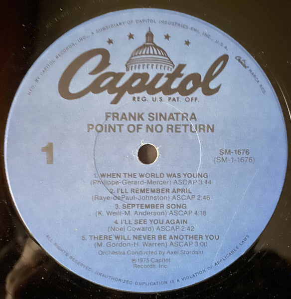 Frank Sinatra - Point Of No Return (1962) - Mint- LP Record 1978 Capitol USA Original Vinyl - Jazz / Vocal - Shuga Records