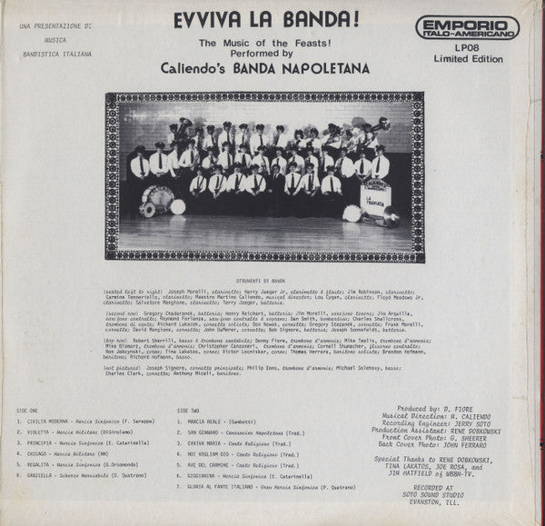 Caliendo's Banda Napoletana - Evviva La Banda! - Mint- LP Record 1960s Emporio Italo-Americano USA Vinyl & Insert Booklet - Chicago Italian Feast Band - Shuga Records