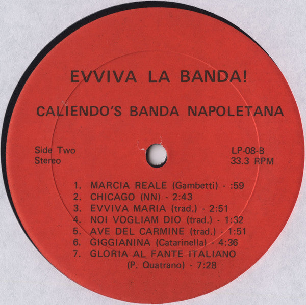 Caliendo's Banda Napoletana - Evviva La Banda! - Mint- LP Record 1960s Emporio Italo-Americano USA Vinyl & Insert Booklet - Chicago Italian Feast Band - Shuga Records