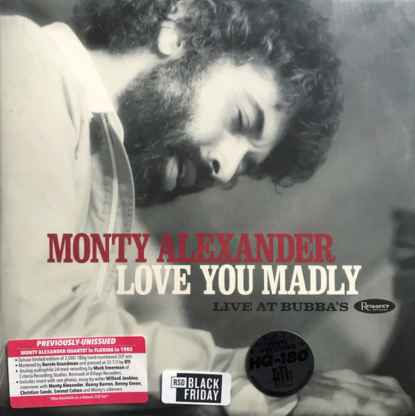 Monty Alexander - Love You Madly: Live At Bubba's - New 2 LP Record Store Day Black Friday 2020 Resonance 180 gram Vinyl, Numbered & Booklet - Cool Jazz / Soul-Jazz / Bossa Nova - Shuga Records