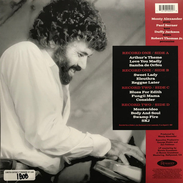 Monty Alexander - Love You Madly: Live At Bubba's - New 2 LP Record Store Day Black Friday 2020 Resonance 180 gram Vinyl, Numbered & Booklet - Cool Jazz / Soul-Jazz / Bossa Nova - Shuga Records