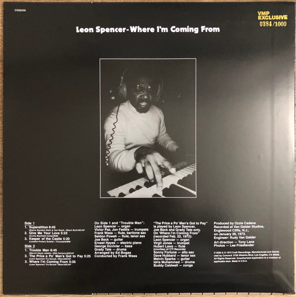Leon Spencer Jr. - Where I'm Coming From (1973) - Mint- LP Record 2020 Prestige Jazz Dispensary Vinyl Me Please Red Cloud Vinyl & Numbered - Jazz / Jazz-Funk - Shuga Records