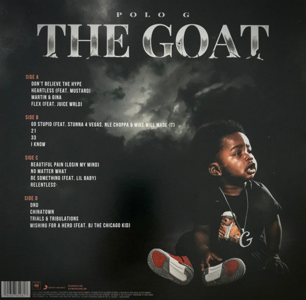 Polo G - The GOAT - Mint- 2 LP Record 2020 Columbia Grey & Black Marble Vinyl - Hip Hop / Juice WRLD - Shuga Records