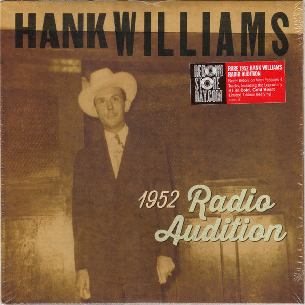 Hank Williams - 1952 Radio Audition - New 7" Single Record Store Day Black Friday 2020 BMG Red Vinyl - Country - Shuga Records