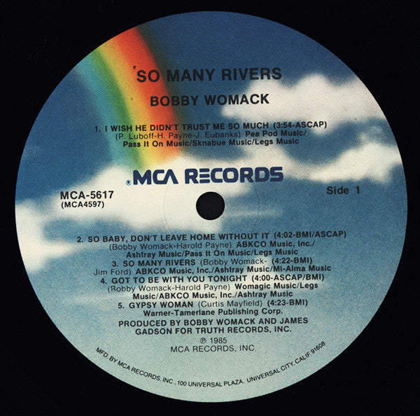 Bobby Womack - So Many Rivers VG+ LP Record 1985 MCA USA Vinyl - Soul / R&B / Disco - Shuga Records