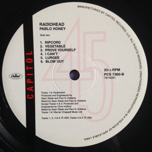 Radiohead - Pablo Honey (1993) - Mint- LP Record 2008 Capitol USA 180 gram Vinyl RARE - Alternative Rock - Shuga Records