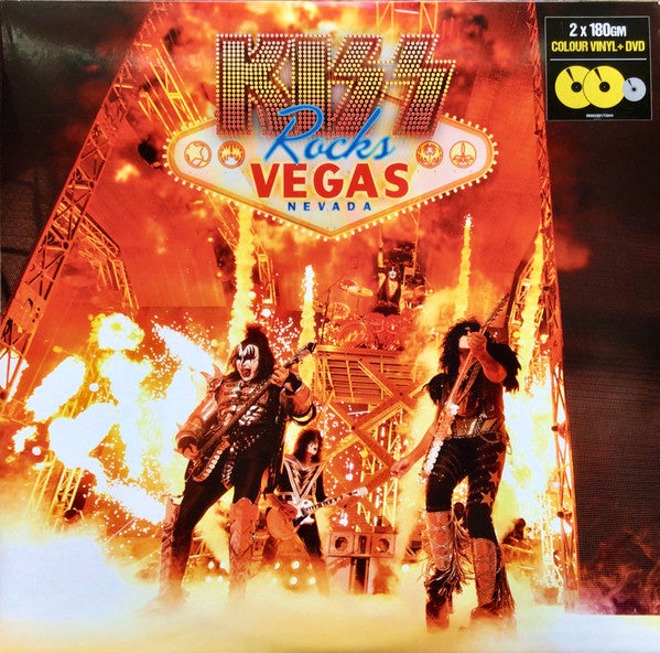 Kiss - Kiss Rocks Vegas (2016) - Mint- 2 LP Record 2020 Eagle Vision Yellow 180 gram Vinyl & DVD - Hard Rock / Glam Rock