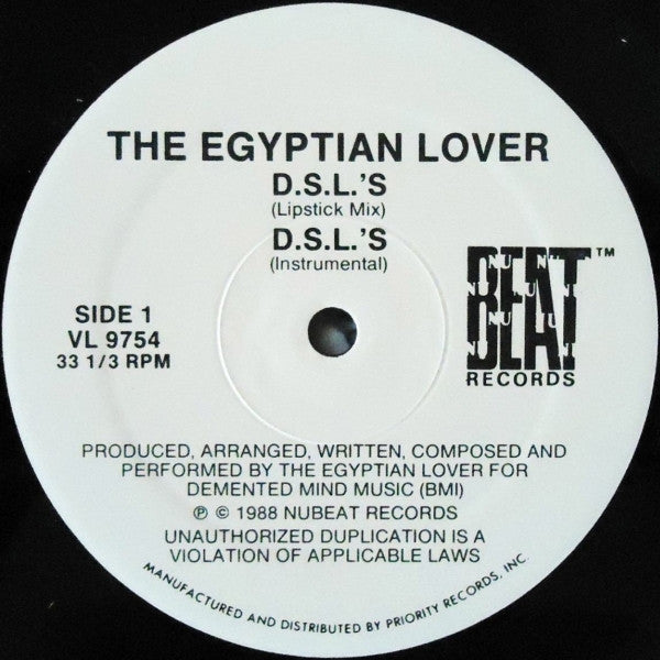 The Egyptian Lover - D.S.L.'s - VG+ 12" Single Record 1988 NuBeat USA Vinyl - Electro / Funk / Synth-pop - Shuga Records