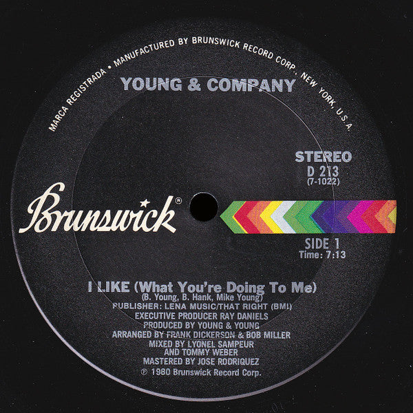 Young & Company - I Like (What You're Doing To Me) - VG+ 12" Single Record 1980 Brunswick USA Original Vinyl - Disco / Soul / Funk - Shuga Records