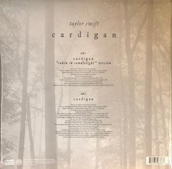Taylor Swift – Cardigan (Cabin In Candlelight Version) - New 12" Single Record 2020 Republic White Vinyl - Indie Pop / Indie Rock - Shuga Records