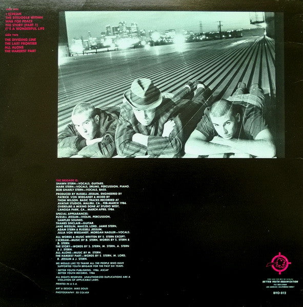 The Brigade - The Dividing Line - VG+ LP Record 1986 Better Youth Organization USA Vinyl & Insert - Alternative Rock / Punk