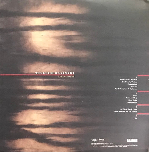 William Basinski - Lamentations - Mint- 2 LP Record 2021 Temporary Residence Pearlescent Bronze Vinyl & Download - Electronic / Ambient - Shuga Records