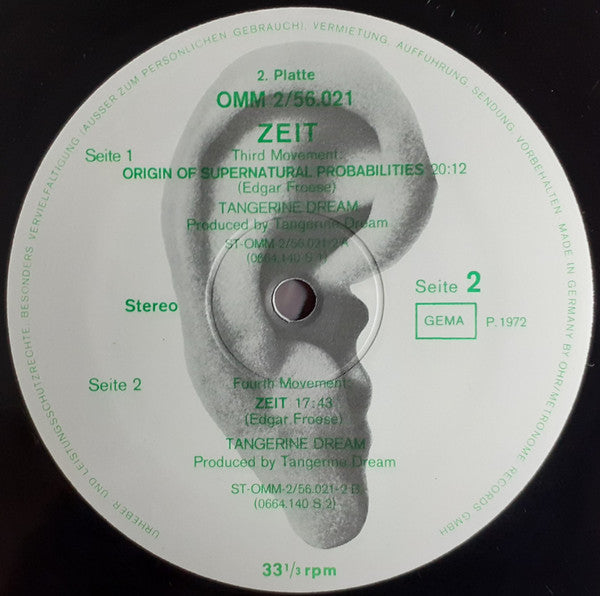Tangerine Dream - Zeit - Mint- 2 LP Record 1972 Ohr Germany Vinyl & Insert - Ambient / Experimental / Electronic - Shuga Records