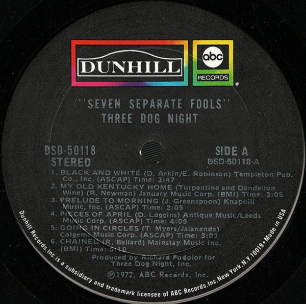 Three Dog Night - Seven Separate Fools - VG+ LP Record 1972 Dunhill ABC USA Original Vinyl & 7 Cards - Classic Rock / Pop - Shuga Records