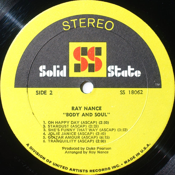 Ray Nance - Body And Soul - VG+ LP Record 1969 Solid State USA Original Vinyl - Jazz-Funk / Soul-Jazz / Boogaloo - Shuga Records
