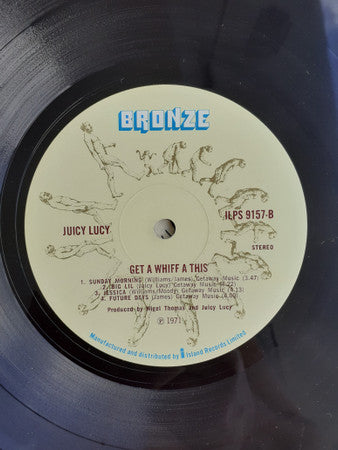 Juicy Lucy - Get A Whiff A This - VG+ LP Record 1971 Bronze UK Original Vinyl - Classic Rock / Blues Rock / Hard Rock - Shuga Records