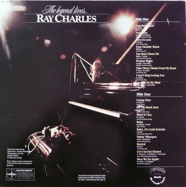 Ray Charles - The Legend Lives... - VG+ LP Record 1981 Arcade Germany Vinyl - Rhythm & Blues / Soul - Shuga Records