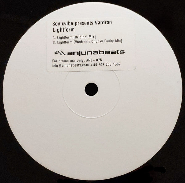 Sonicvibe Presents Vardran - Lightform - Mint- 12" Single Record 2007 Anjunabeats UK White Label Promo Vinyl - Progressive Trance / Tech Trance