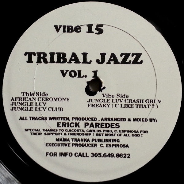 Erick Paredes - Tribal Jazz Vol. 1 - VG+ 12" Single Record 1993 Vibe USA Vinyl - House / Tribal House