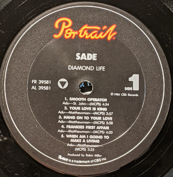 Sade - Diamond Life (1984) - Mint- LP Record 1985 Portrait USA Original Press Vinyl & Inner - Soul / Smooth Jazz / Soul-Jazz (Copy) - Shuga Records