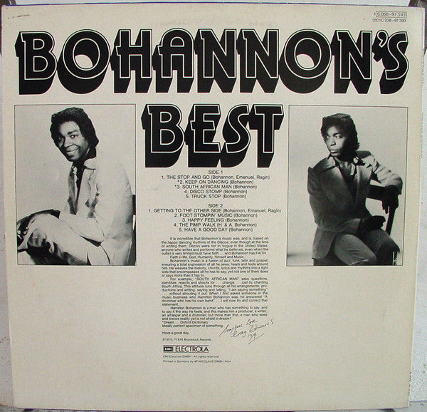 Hamilton Bohannon – Bohannon's Best - VG+ LP Record 1975 EMI Germany Vinyl - Soul / Funk / Disco - Shuga Records