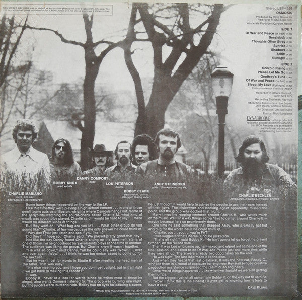 Osmosis – Osmosis - VG+ LP Record 1970 RCA Canada Vinyl - Psychedelic Rock / Acid Rock / Prog Rock - Shuga Records