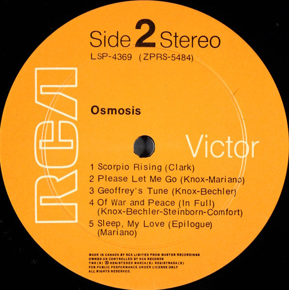 Osmosis – Osmosis - VG+ LP Record 1970 RCA Canada Vinyl - Psychedelic Rock / Acid Rock / Prog Rock