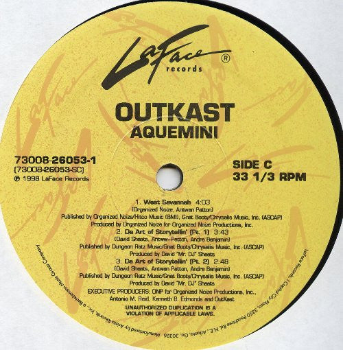 OutKast - Aquemini - VG+ 3 LP Record 1998 LaFace USA Original Vinyl & Hype Sticker - Hip Hop - Shuga Records