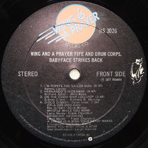 Wing And A Prayer Fife And Drum Corps. - Babyface Strikes Back - VG+ LP Record 1977 Warner Atlantic USA Vinyl - Disco / Funk - Shuga Records