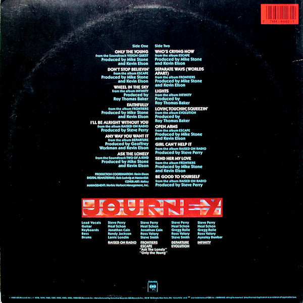 Journey - Greatest Hits - VG+ LP Record 1988 Columbia USA Original Vinyl - Classic Rock / Arena Rock - Shuga Records