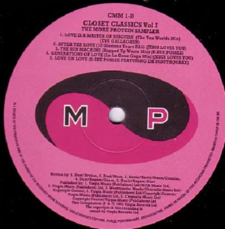 Various - Closet Classics Volume 1 - VG+ LP Record 1992 More Protein UK Vinyl - House / Deep House - Shuga Records