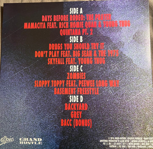 Travis Scott - Days Before Rodeo (2014) - Mint- 2 LP Record 2018 Grand Hustle Epic Unofficial Orange Marbled Transparent Vinyl - Hip Hop / Trap - Shuga Records
