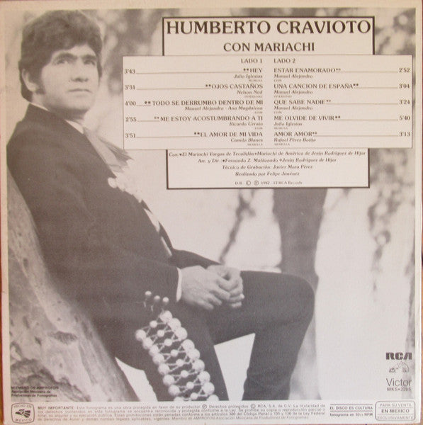 Humberto Cravioto - Humberto Cravioto Con Mariachi - VG+ LP Record 1982 RCA Mexico Vinyl - Latin / Mariachi - Shuga Records