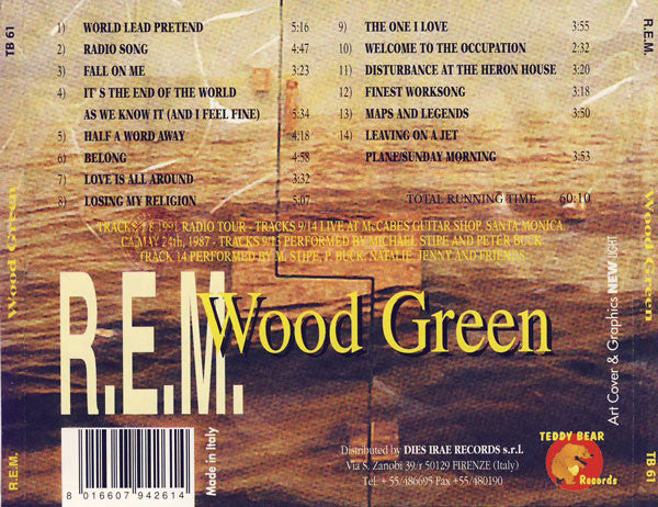 R.E.M. - Wood Green - VG+ CD 1994 Teddy Bear Records Italy RARE Unofficial - Alternative Rock - Shuga Records