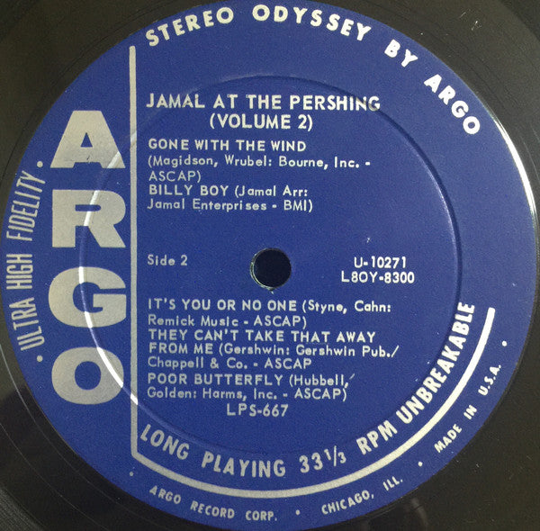 Ahmad Jamal Trio - Jamal At The Pershing Volume Two - VG+ LP Record 1961 Argo USA Original Vinyl - Jazz / Post Bop - Shuga Records