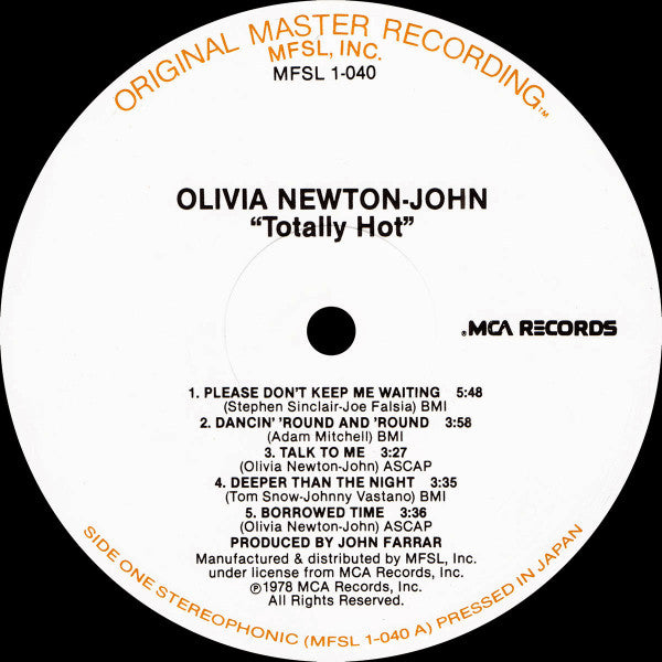 Olivia Newton-John - Totally Hot - Mint- LP Record 1980 MCA Mobile Fidelity Sound Lab Original Master Recording MFSL Japan Vinyl & Insert - Pop Rock - Shuga Records