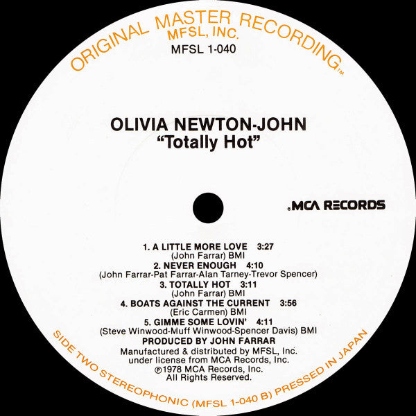 Olivia Newton-John - Totally Hot - Mint- LP Record 1980 MCA Mobile Fidelity Sound Lab Original Master Recording MFSL Japan Vinyl & Insert - Pop Rock - Shuga Records