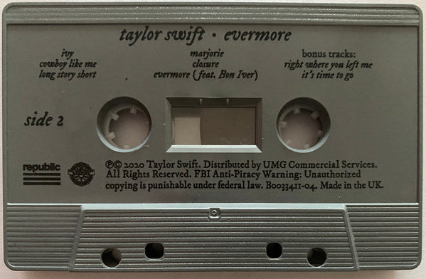 Taylor Swift – Evermore - New Cassette 2021 Republic UK Grey Tape - Pop / Pop Rock - Shuga Records