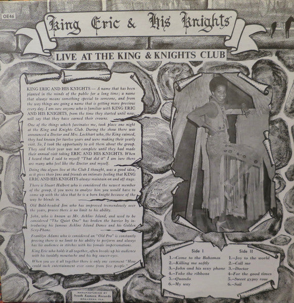 King Eric And His Knights - Live At The King And Knights Club - VG+ LP Record 1974 Elite Bahamas Vinyl - Reggae / Calypso / Funk - Shuga Records