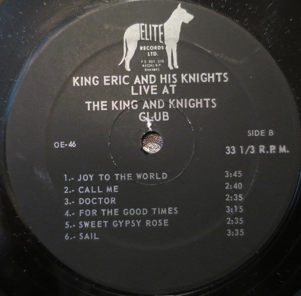 King Eric And His Knights - Live At The King And Knights Club - VG+ LP Record 1974 Elite Bahamas Vinyl - Reggae / Calypso / Funk - Shuga Records