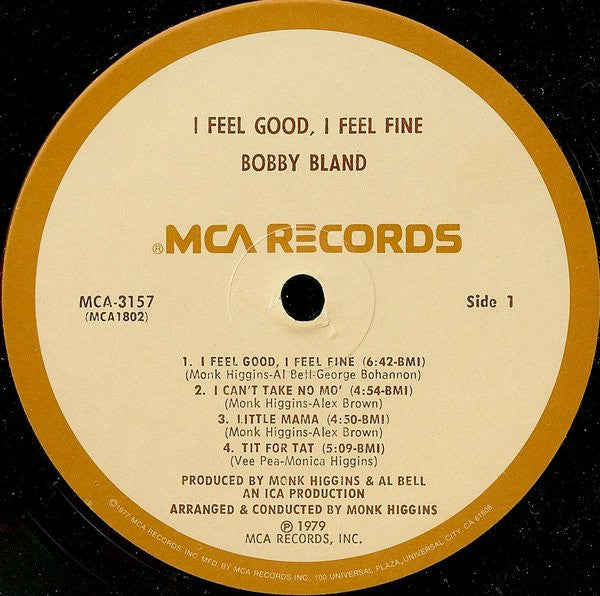 Bobby Bland - I Feel Good, I Feel Fine - VG+ LP Record 1979 MCA USA Vinyl - Soul / Rhythm & Blues - Shuga Records