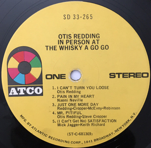 Otis Redding - In Person At The Whisky A Go Go - VG+ LP Record 1968 ATCO USA Original Vinyl - Soul / R&B - Shuga Records