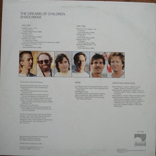 Shadowfax - The Dreams Of Children - Mint- LP Record 1984 Windham Hill USA Vinyl - Jazz / New Age - Shuga Records