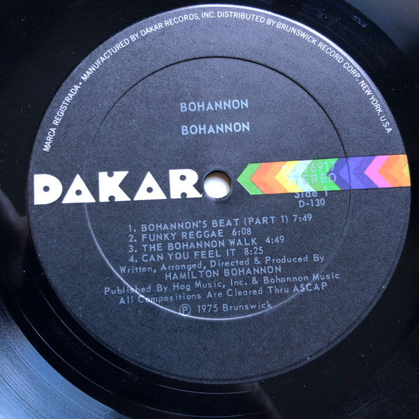 Hamilton Bohannon - Bohannon - VG+LP Record 1975 Dakar USA Vinyl - Funk / Disco - Shuga Records