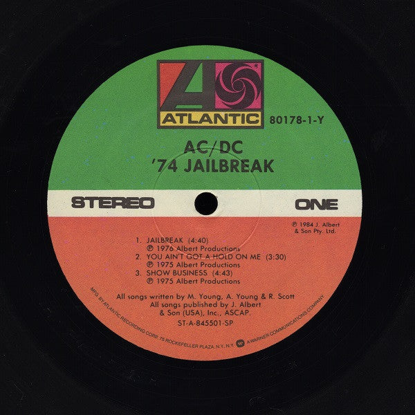 AC/DC - '74 Jailbreak - Mint- LP Record 1984 Atlantic USA Original Vinyl - Rock / Hard Rock - Shuga Records