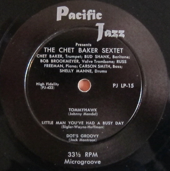 Chet Baker Sextet - Chet Baker Sextet - VG+ 10" LP Record 1954 Pacific Jazz Mono USA Original RARE Vinyl - Jazz / Cool Jazz / Bop - Shuga Records